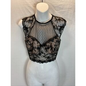 Victoria's‎ Secret Dream Angels Black lace Cap Sleeve Bra Size 36DD GOTH witchy